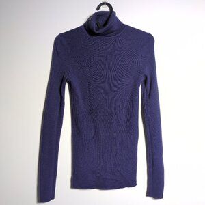 Uniqlo Wool Turtleneck Sz Small Purple Ribbed Knit Stretchy Long Sleeve READ